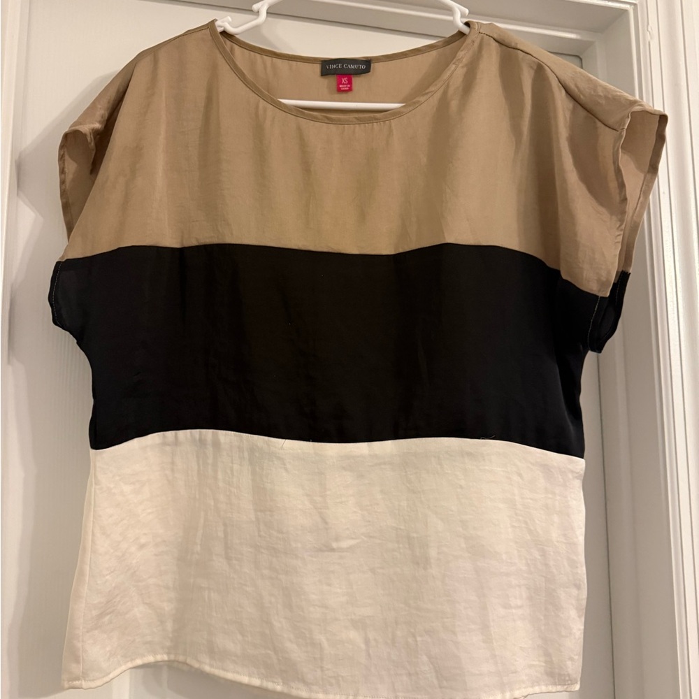 Vince Camuto Women's Color Block Blouse - Brown, Black, White
